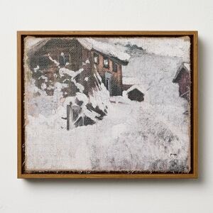 Hearth & Hand with Magnolia Target Holiday Winter Snowy Cottage Burlap Wall Art